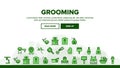 Grooming Animal Tool Landing Header Vector