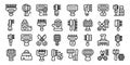 Grooming Brush icons set outline vector. Fashion cat hair