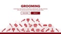 Grooming Brush For Pet Landing Header Vector