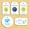 Grooming discount gift tags. Ready to use. Flat design. Vector