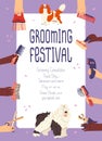 Grooming festival promo poster vector flat