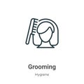 Grooming outline vector icon. Thin line black grooming icon, flat vector simple element illustration from editable hygiene concept Royalty Free Stock Photo