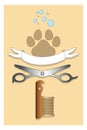 Grooming for pets with banner for text Royalty Free Stock Photo