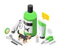 Grooming Tools Isometric Composition