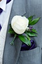 Grooms buttonhole closeup Royalty Free Stock Photo