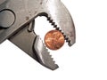 Groove Lock Pliers and a US Penny Royalty Free Stock Photo