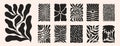 Groovy abstract flower posters. Floral doodle naive patterns. Contemporary matisse style. Trendy vector set