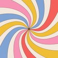 Groovy Abstract Psychedelic Spiral Shaped Background. Tunnel Rays Square Backdrop. Vector Contour Illustration.