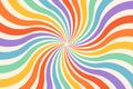 Groovy abstract rainbow swirl background. Retro vector design in 1960-1970s style. Vintage sunburst backdrop. Colorful Royalty Free Stock Photo