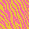 Groovy abstract zebra pink stripes 1960s vector illustration liquid lines