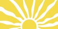 Groovy Bright Yellow Sunburst Design with Wavy Lines on White Background