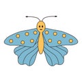 Groovy butterfly character. Retro hippie psychedelic clipart