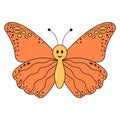 Groovy butterfly character. Retro hippie psychedelic clipart