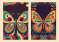 Groovy butterfly Psychedelic or hippie style backgrounds. Abstract poster