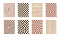 Groovy checkerboard pattern set. Psychedelic checker background pack. Trippy y2k retro vertical textures. Funky abstract poster