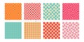 Groovy checkerboard, psychedelic seamless pattern in y2k style. Retro distorted chessboard, geometric vintage aesthetic Royalty Free Stock Photo