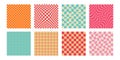 Groovy checkerboard, psychedelic seamless pattern in y2k style. Retro distorted chessboard