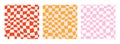 Groovy checkered seamless vintage pattern set Royalty Free Stock Photo