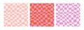 Groovy checkered seamless vintage pattern set Royalty Free Stock Photo