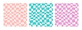 Groovy checkered seamless vintage pattern set Royalty Free Stock Photo