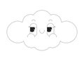Groovy cloud cute black and white 2D vector avatar illustration Royalty Free Stock Photo