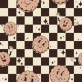 seamless checkered retro background with emoji cookies crackers