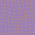 Groovy Distorted Checkerboard Seamless Pattern. Purple Orange Psychedelic Abstract Background Royalty Free Stock Photo