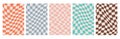 Groovy Distorted Checkered Background. Retro Twisted Trendy Waves Trippy Grid. Isolated Hand drawn rectangle templates
