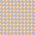 Groovy doodle flowers hippie aesthetic seamless pattern. Floral checkerboard print for fabric, paper, T-shirt. Funky doodle