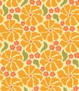 Groovy floral pattern with abstaract yellow daisy flowers in groovy trippy funky style. Curvy psychedelic summer floral decoration