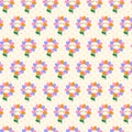 Retro Multicoloured Naive Floral Daisy vector seamless pattern .