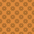 Groovy Flower vector outline orange seamless pattern