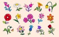 Groovy flower vector set with cute daisy patterns Royalty Free Stock Photo