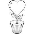 Groovy flowerpot plant heart