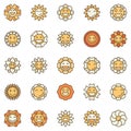 Groovy Flowers colored icons set. Flower signs in 60s Retro Style