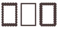 Groovy frame jagged scallop edge, frame text box or border. Curve funky y2k retro form, geometric shape, framework