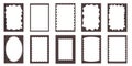 Groovy frame jagged scallop edge, frame text box or border. Curve funky y2k retro form, geometric shape, framework