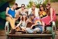 Groovy Group in the Back of Truck Royalty Free Stock Photo