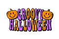 Groovy Halloween lettering for card design, posters, banners, vector illustration