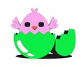 Groovy happy chick hatching flash message success illustration Royalty Free Stock Photo