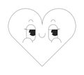 Groovy heart smiling black and white 2D vector avatar illustration Royalty Free Stock Photo