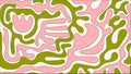 Groovy liquid floral background. Abstract retro pattern in hippie style. Green and pink vector shapes and figures. Funky Royalty Free Stock Photo