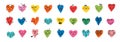 Groovy lovely hearts stickers. Love concept. Happy Valentines day. Funky happy heart character in trendy retro cartoon