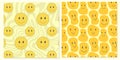 Groovy pattern smile character vector set. Retro melting crazy and dripping smiley face . Distorted graffiti emoji