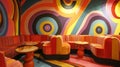 Groovy patterns adorn the walls transporting patrons back to the era of disco and funk