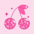 Groovy pink cherries of mirrored disco balls