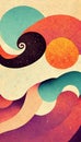 Groovy psychedelic abstract wavy decorative funky background. Hippie trendy design. Digital art. Royalty Free Stock Photo