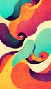 Groovy psychedelic abstract wavy decorative funky background. Hippie trendy design. 3D illustration Royalty Free Stock Photo