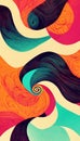 Groovy psychedelic abstract wavy decorative funky background. Hippie trendy design. 3D illustration Royalty Free Stock Photo