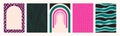 Groovy psychedelic backgrounds in vivid colors. Abstract retro pattern set. Trendy funky vector textures in abstract y2k